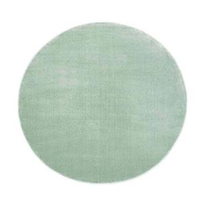 Tapeso Rond vloerkleed effen velours Gala - mintgroen - 120 cm rond