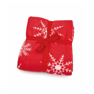 Merkloos 2x stuks fleece deken/plaid kerst rode sneeuwvlokken print 120 x 150 cm -