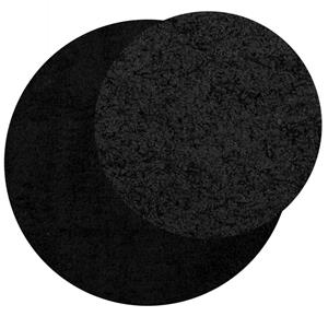 vidaXL Vloerkleed PAMPLONA shaggy hoogpolig modern Ø 100 cm zwart