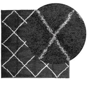 vidaXL Vloerkleed shaggy hoogpolig modern 120x120 cm zwart en crème