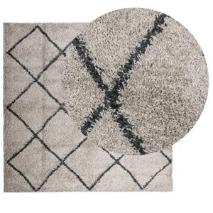 vidaXL Vloerkleed shaggy hoogpolig modern 160x160cm beige en antraciet