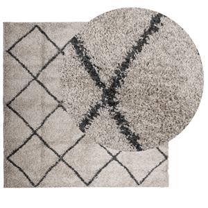 vidaXL Vloerkleed PAMPLONA shaggy hoogpolig 240x240 cm beige antraciet