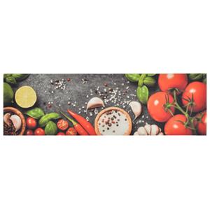 vidaXL Keukenmat wasbaar groenteprint 45x150 cm fluweel