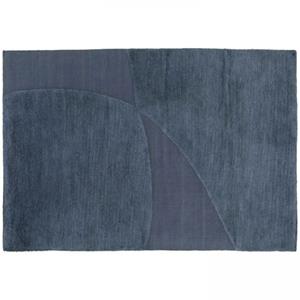 Oviala Rechthoekig Wollen Tapijt Met Handgeweven Blauw Patroon, 160 X 230 Cm