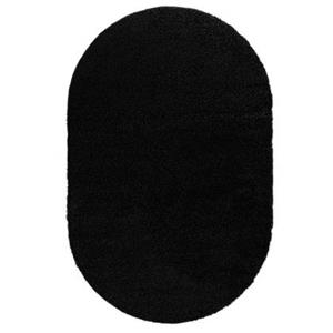 Tapeso Ovaal hoogpolig vloerkleed shaggy Trend effen - zwart - 100x150