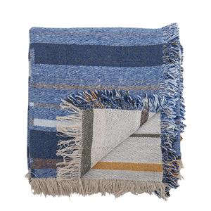 Bloomingville-collectie Toscana plaid blauw gerecycled katoen