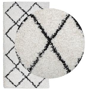 Teppich Teppich Shaggy Hochflor Modern Creme und Schwarz 80x150 cm, vidaXL, Rechteckig