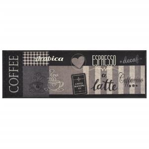 vidaXL Keukenmat wasbaar koffieprint 60x180 cm fluweel zwart