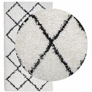 Teppich Teppich Shaggy Hochflor Modern Creme und Schwarz 60x110 cm, vidaXL, Rechteckig