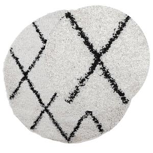 Teppich Teppich Shaggy Hochflor Modern Creme und Schwarz Ø 100 cm, vidaXL, Runde