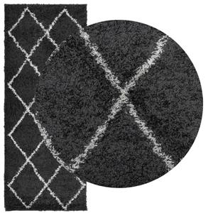 vidaXL Vloerkleed shaggy hoogpolig modern 80x200 cm zwart en crème