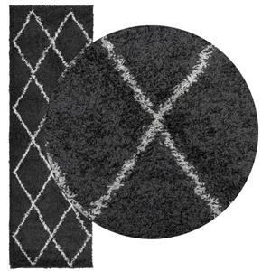 vidaXL Vloerkleed shaggy hoogpolig modern 80x250 cm zwart en crème