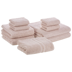 BELIANI Handdoek set van 9 katoen roze ATAI