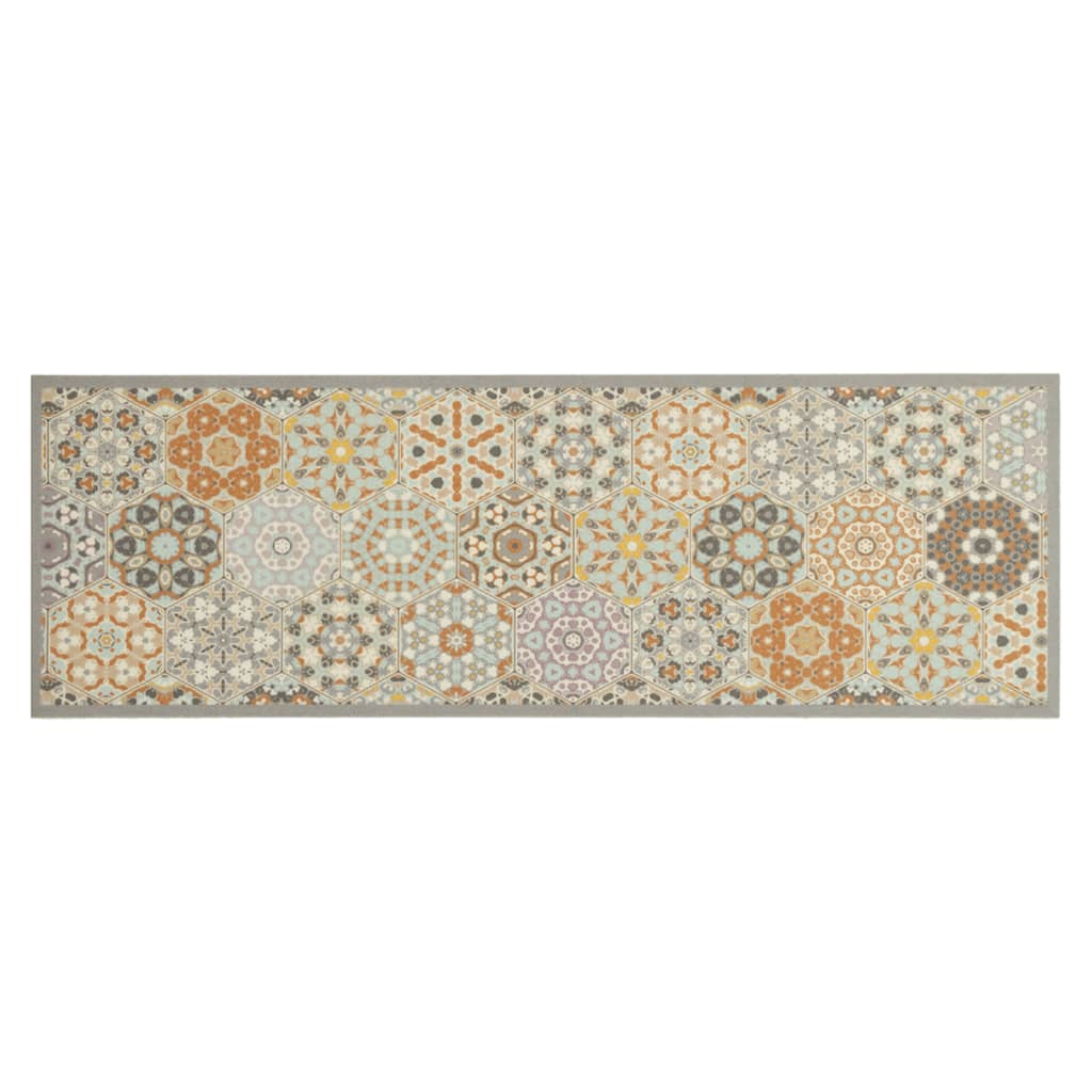 Fußmatte Küchenteppich Waschbar Hexagon Pastell 60x180 cm Samt, vidaXL, Rechteckig