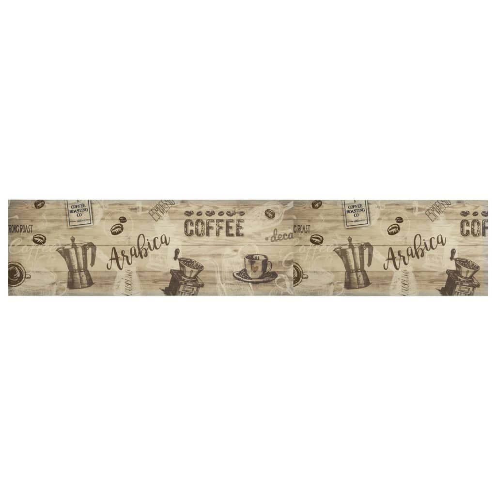 vidaXL Keukenmat wasbaar koffieprint 60x300 cm fluweel bruin