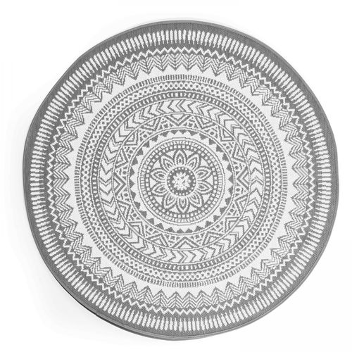 Oviala - Runder Teppich für den Außenbereich mit Mandala-Muster Grau - Grau