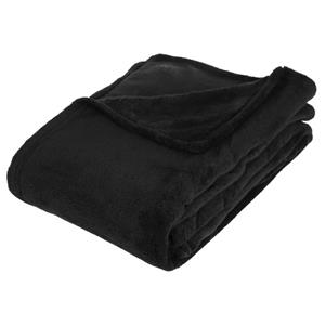 Atmosphera Fleece deken/fleeceplaid zwart 130 x 180 cm polyester -