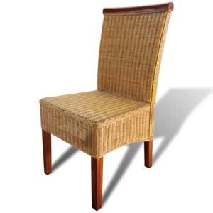 vidaXL Eetkamerstoelen 2 st natuurlijk rattan bruin