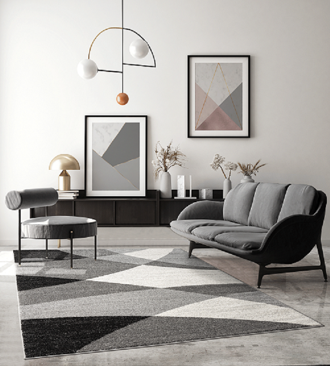 Merinos Vloerkleed Thales, modern, laagpolig, voor woonkamer, slaapkamer, contour, geometrische patronen, golvend patroon, grijs-80x140 cm