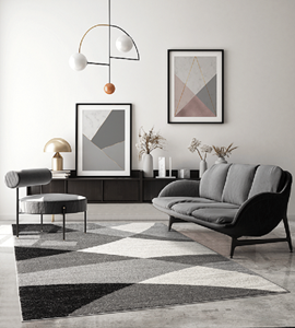 Merinos Vloerkleed Thales, modern, laagpolig, voor woonkamer, slaapkamer, contour, geometrische patronen, golvend patroon, grijs-120 x 160 cm
