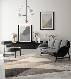 Merinos Vloerkleed Thales, modern, laagpolig, voor woonkamer, slaapkamer, contour, geometrische patronen, golvend patroon, beige-120 x 160 cm