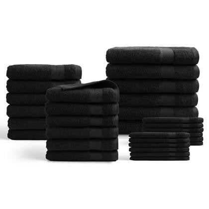 DoubleDry Handdoeken 30 delig set - Hotel Collectie - 100% katoen - zwart