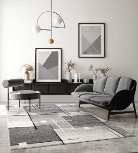 Merinos Vloerkleed Thales, modern, laagpolig, voor woonkamer, slaapkamer, geometrische patronen, geruit, grijs-120 x 160 cm