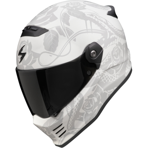 Scorpion Covert FX Dragon Matt Light Grey Silver Full Face Helmet Größe