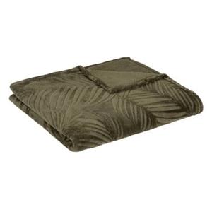 CASA DI ELTURO Flanellen fleece plaid Palm Leaf - Tijm Groen - L 125 x 150 cm