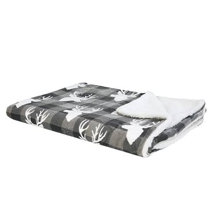 Beliani - Decke Grau Polyester 150 x 200 cm Rentiermuster Schlafzimmer Wohnzimmer Christmas Gift - Weiß