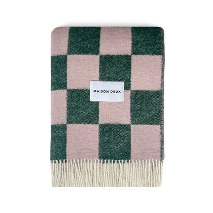 Maison Deux Plaid Checkerboard Green|Pink - 130 x 200 cm