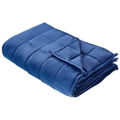 beliani Gewichtsdecke Marineblau Stoffbezug 150 x 200 cm mit Glasperlen Deckengewicht 9 kg Kleine Kammern Modern zum Schlafen bei 90 kg Körpergewicht