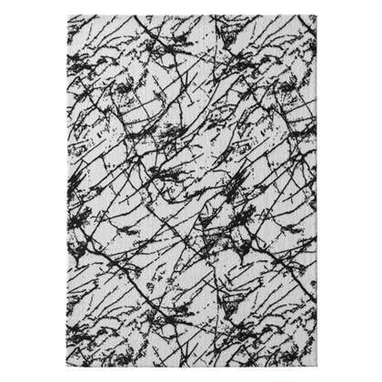 Tapeso Wasbaar vloerkleed Marmer - Chloé wit|zwart - 50x80 cm