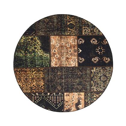 Heritaged Rond patchwork vloerkleed - Fade No.1 olijfgroen - 76 cm
