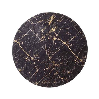 Tapeso Rond wasbaar vloerkleed Marmer - Chloé zwart|goud - 80 cm rond
