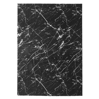 Tapeso Wasbaar vloerkleed Marmer - Chloé zwart|wit - 60x120 cm