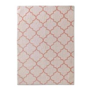 Tapeso Wasbaar vloerkleed - Trellis wit|roze - 80x150 cm