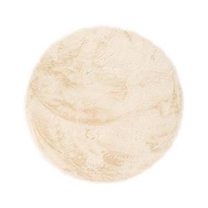 Tapeso Rond hoogpolig vloerkleed - Comfy plus - crème - 100 cm rond