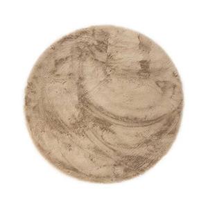 Tapeso Rond hoogpolig vloerkleed - Comfy plus - taupe - 100 cm rond