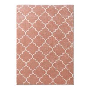 Tapeso Wasbaar vloerkleed - Trellis roze|wit - 120x170 cm