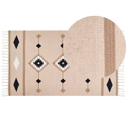 Beliani - Kelim-Teppich Mehrfarbig Baumwolle 80 x 150 cm mit Fransen Geometrischem Muster Handgewebt Zweiseitig Läufer Modern Wohnzimmer Schlafzimmer