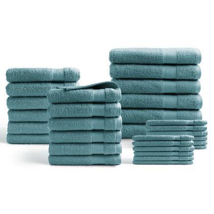 DoubleDry Handdoeken 30 delig set - Hotel Collectie - 100% katoen - denim blauw
