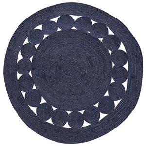 Beliani KOYUNLU-Laagpolig vloerkleed-Donkerblauw-ø 120 cm-Jute