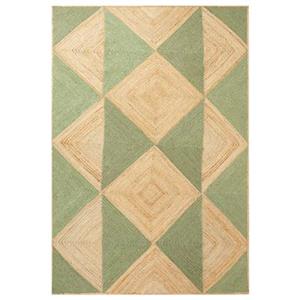 Beliani CALIS-Laagpolig vloerkleed-Beige|Groen-160 x 230 cm-Jute