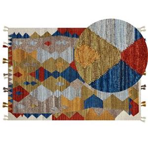 Beliani ARZAKAN-Kelim vloerkleed-Multicolor|Blauw-160 x 230 cm-Wol