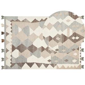 Beliani ARALEZ-Kelim vloerkleed-Multicolor|Bruin-160 x 230 cm-Wol