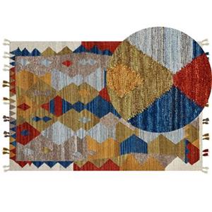 Beliani ARZAKAN-Kelim vloerkleed-Multicolor|Blauw-200 x 300 cm-Wol