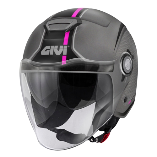 GIVI 12.5 Graphic Touch Mat Lady, Jethelm of scooter helm, Titanium-Zwart-Roze