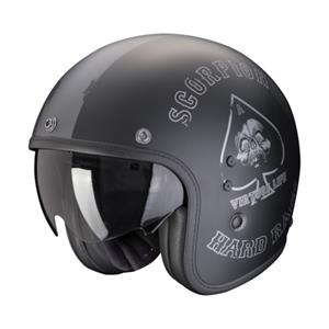 SCORPION Belfast Evo Spade Mat, Jethelm of scooter helm, Zwart-Zilver