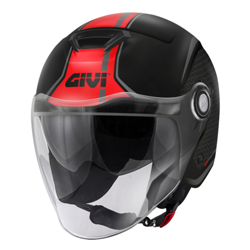 GIVI 12.5 Graphic Touch, Jethelm of scooter helm, Zwart-Rood